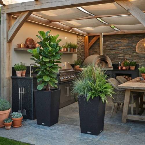 Lechuza Cubico Cottage / Polyrattan - sort-grafit-hvid-sand-grå-antrazit-mokka - H.56 + H.75