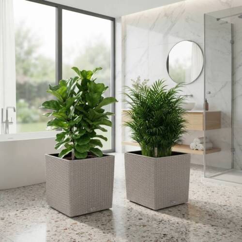 Lechuza Cube Cottage / Polyrattan - grafit-antrazit-sand-lysegrå - 40x40cm+50x50cm