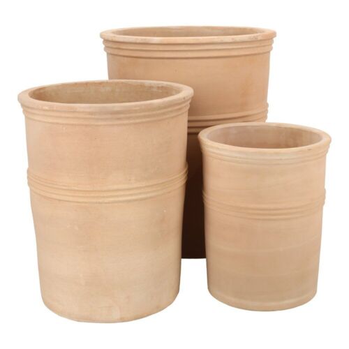 Terracotta krukker med bånd i sæt - 3stk