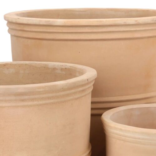 Terracotta krukker med bånd i sæt - 3stk