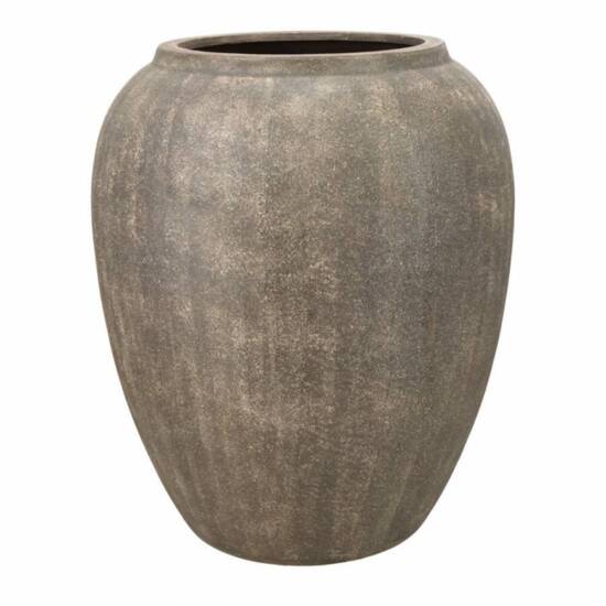 Høj 75cm let amfora krukke i gråbrun glasfiber