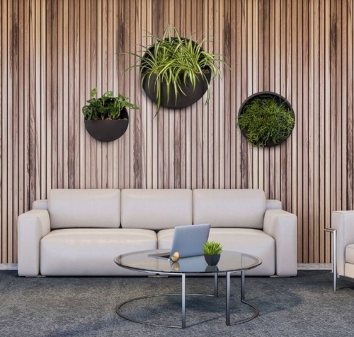 Rund vægampel til planter og blomster - 3 størrelser - Sort + Hvid