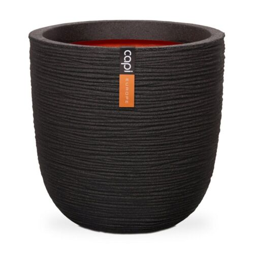 Sort ribbet eggpot krukke - H.34xØ.35cm