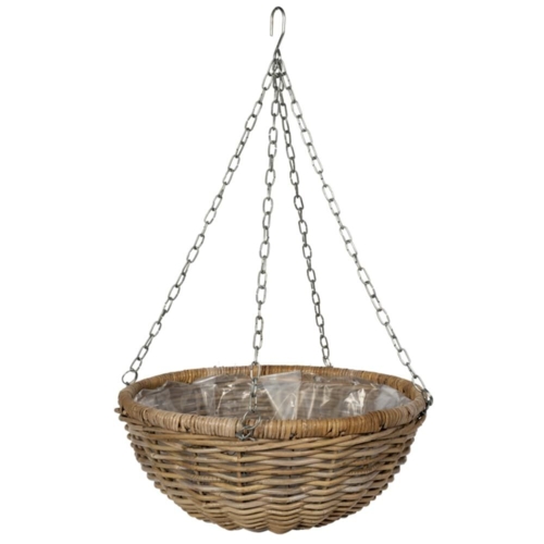 Store ampler / hængepotter i rattan med kæder - 4 størrelser