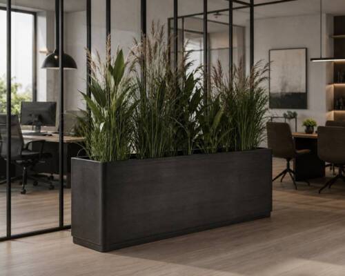 Stor ECO aflang plantekumme i sort recycle plast - 127cm