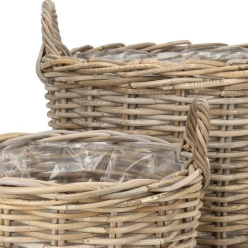 Store runde pilekrukker / rattankrukker med  håndtag / Sæt 2stk eller 3stk