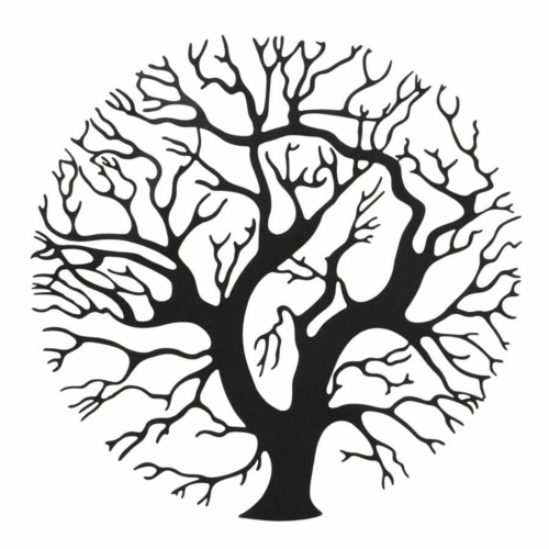 Livets Træ Vægdekoration / relief i sort metal Ø.38cm