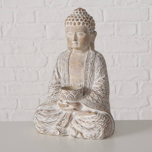 30cm sand antique Buddha figur med lysholder
