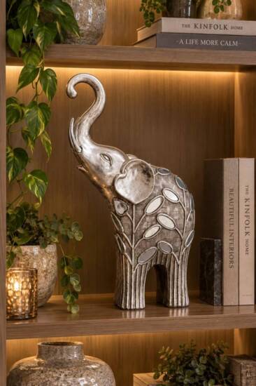 Abstrakt Elefant skulptur i sølv med spejlstykker - 2 modeller