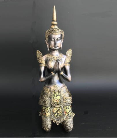 Buddha figur / tempelvogter i guld antik - 48cm
