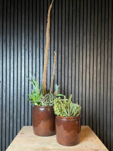 Krukker / Potter i recycled metal - 3 farver - 4 størrelser