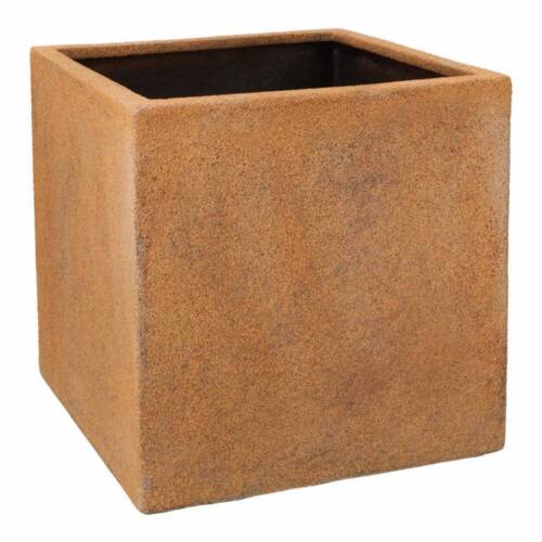 Kubiske krukker i glasfiber med rust look - Sandstone