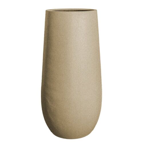 Høj rund sand/beige krukke i fiberstone - 70cm + 100cm sahara letvægtskrukker