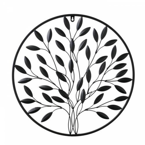 Blomster relief i sort metal - Ø.50cm