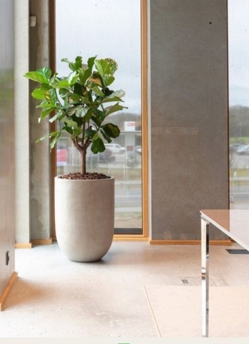 Stor indendørs rund krukke i fiberbeton - H.60 + H.74 + H.90 - sand/grå - Topkvalitet