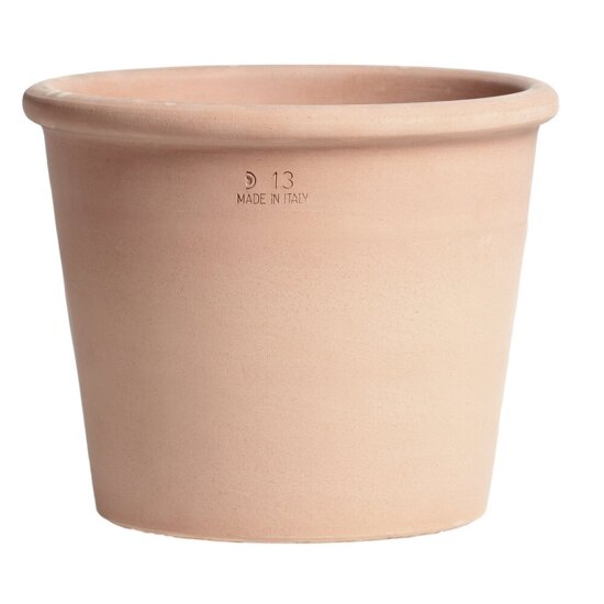 Stor lys italiensk terracotta krukke M/U underskål