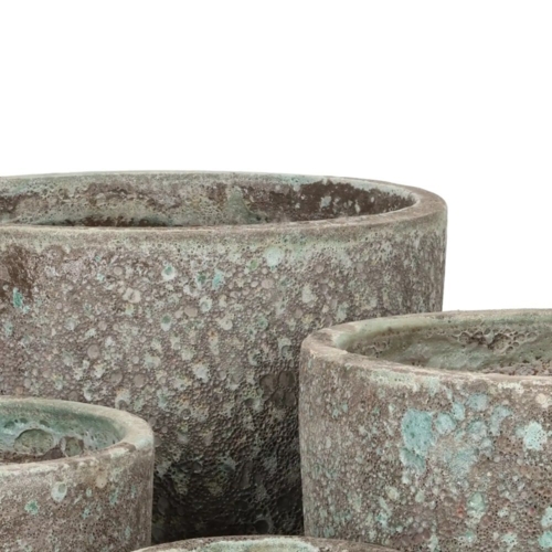 Let glaserede keramik krukker med  lava look - sæt 5stk