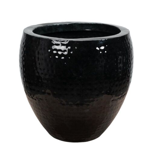 Potteskjuler / Plantepotte i banket sort metal - Ø.30cm