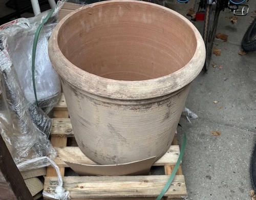 3stk runde Terracotta lerkrukker - antik choko vintage - Ø.55cm