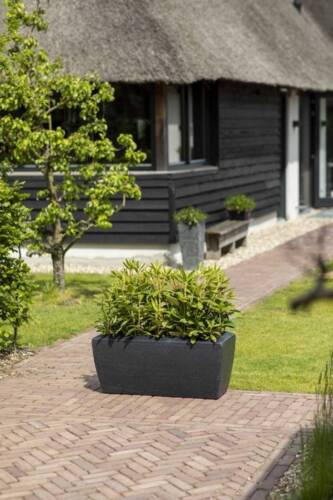 Aflang plantekasse granite black rib - Livstidsgaranti