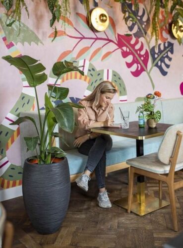 Ball Rib - Indendørs krukke med vandrette ribber - Livstidsgaranti - Guld + Sort + Antrazit