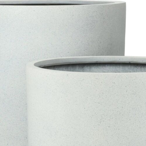 Stort sæt krukker i lysegrå fiberstone - Største - H.105xØ.85cm
