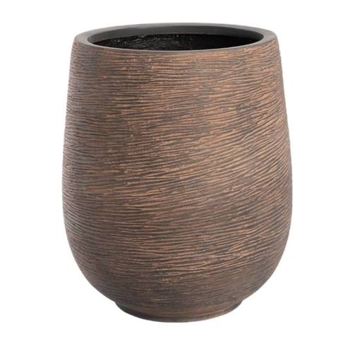 Brun eller Lysegrå vandtæt krukke i glasfiber med mønster - H.56xØ.45