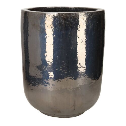 Indendørs / udendørs glaseret krukke i metallic grey