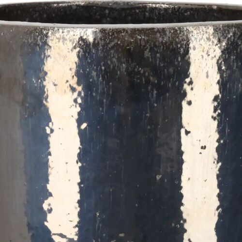 Indendørs / udendørs glaseret krukke i metallic grey
