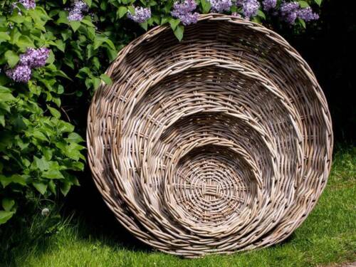 Runde rattan bakker / fade / bowler - sæt 4stk op til Ø.110cm