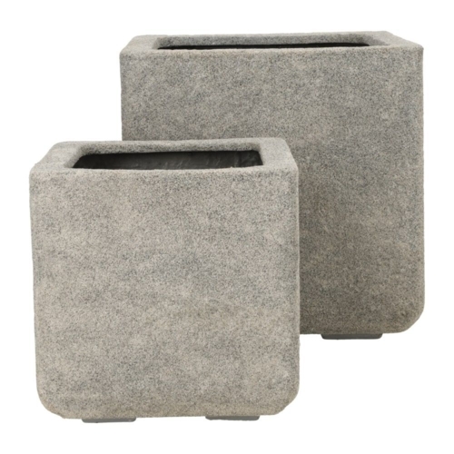 Firkantet Plantekumme i grå sandsten look - 5 års frostgaranti /