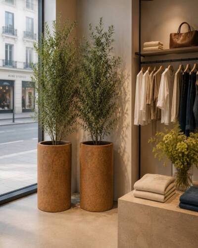 Rund cylinder i glasfiber med rust look - Sandstone