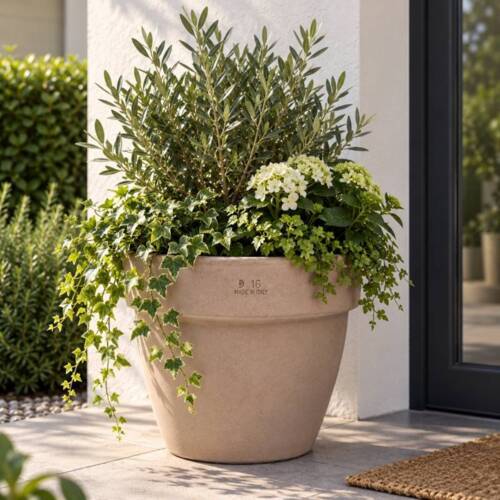 Italiensk Terracotta Krukke i choko farve med eller uden underskål - Ø.45cm