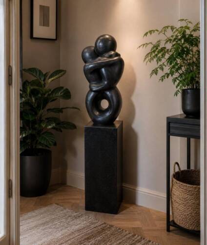 Soulmate haveskulptur med sokkel - sort Terrazzo - 129cm