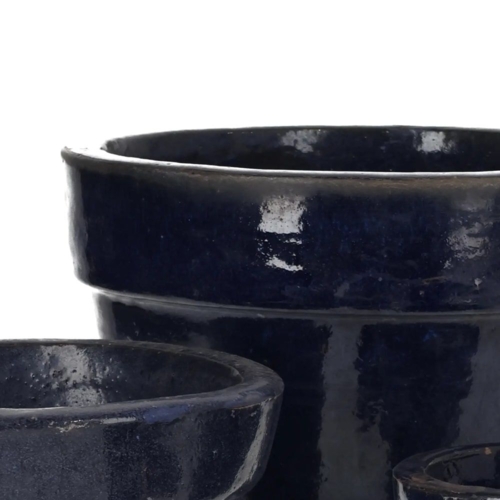 Små glaserede plantekrukker i sæt med 4stk / Blå eller Grøn