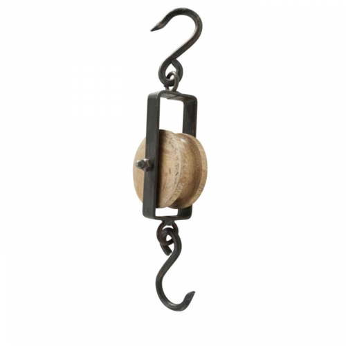 Trisser / tøjkroge med jernkroge og træhjul i mangotræ / Sæt