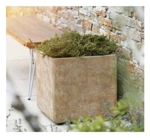 Firkantet Plantekumme i brun sandsten look - 5 års frostgaranti - Sæt