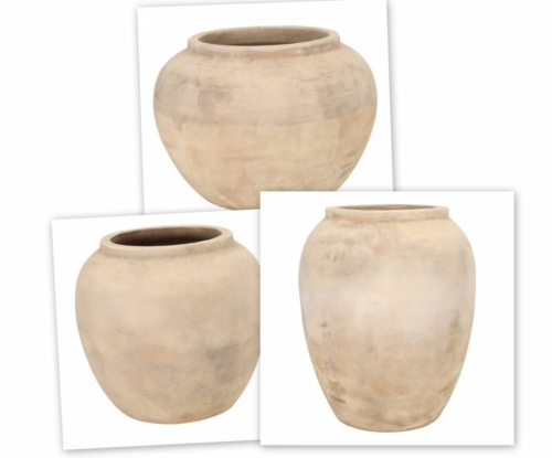 Terracotta antik lys choko havekrukker - Alle Ø.53 - H.39 + H.49 + H.63cm