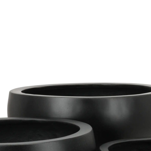 Lav udendørs frostsikker sort havekrukke med let nistret look - SÆT - 5 års garanti