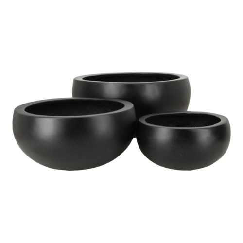 Lav udendørs frostsikker sort havekrukke med let nistret look - SÆT - 5 års garanti