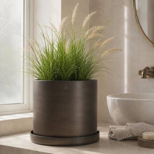 Indendørs upcycled plantekrukker i metal med underskål - 3 farver