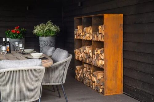 Brændereol / Rumdeler til brændestykker i cortenstål