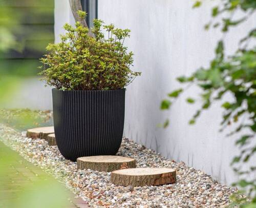 Plantekrukke groove black med ribber - Ø.35cm + Ø.43cm + Ø.54