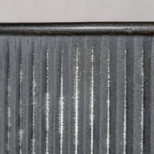 Runde plantepotter i metal med zink look og ribber - Sæt