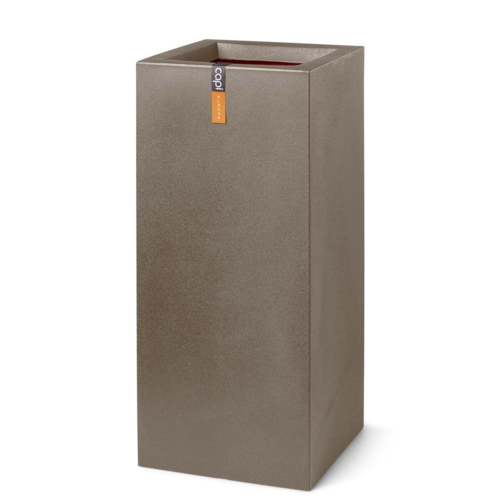 Høj rektangulær plantekrukke i varm taupe - 79x36x36