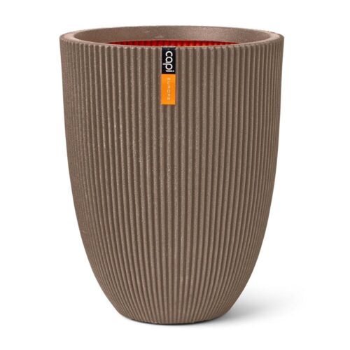 Taupe Vase / Krukke elegant groove med horisontale striber/ribber