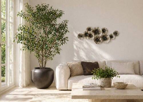 Plantekrukke i kastanje glasfiber - Ø.68cm