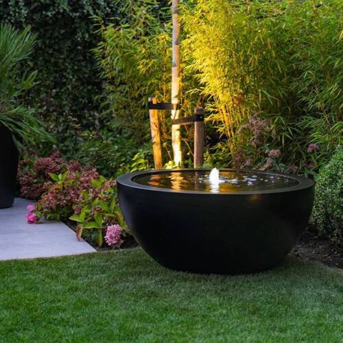 Rund Vandskål / Vandfontæne i galvaniseret stål med LED lys - Ø.80 + Ø.100 + Ø.120