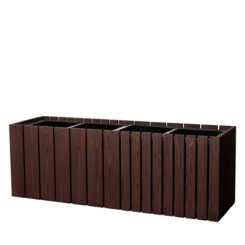 Plantekasser i brun træ med indsatse / Squarely - 90cm / 120cm