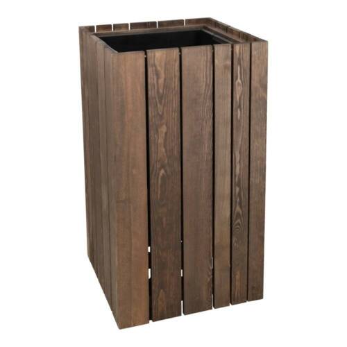 H.80x45x45cm indendørs plantekrukke i brun træ med indsats